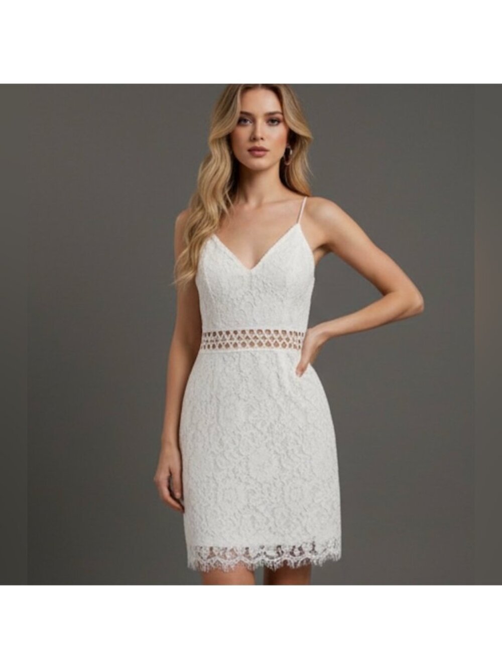 White Lace Overlay Slip Dress